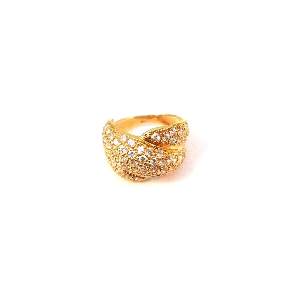 ANELLO DA DONNA IN ORO GIALLO 18 KT CON PAVE DI ZIRCONI