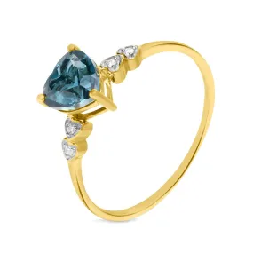 Anello Solitario Cuore Amélie Oro Giallo 375/1000 Topazio London Blue Cubic Zirconia Bianco 1426303