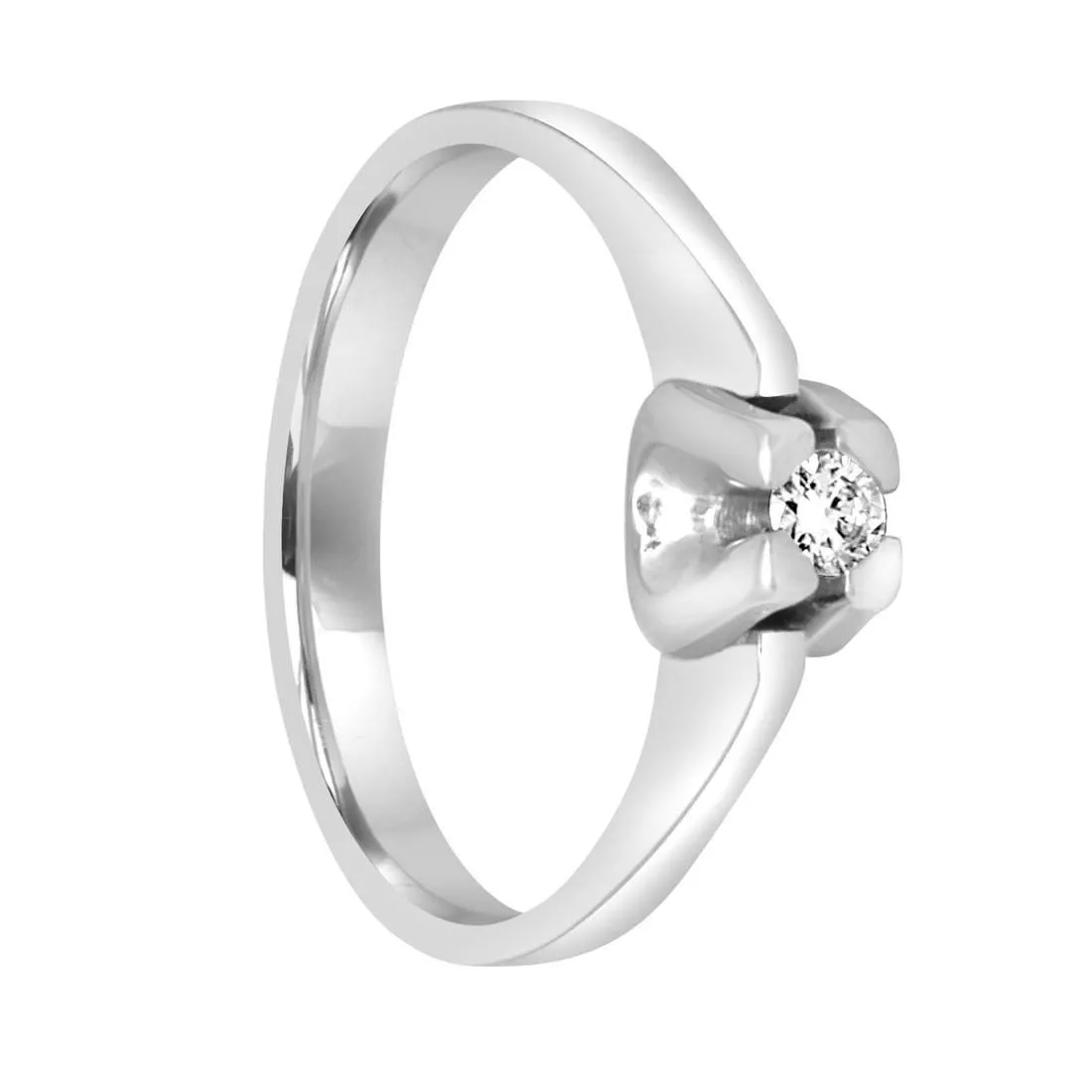 Anello solitario in oro bianco con diamante ct. 0,09