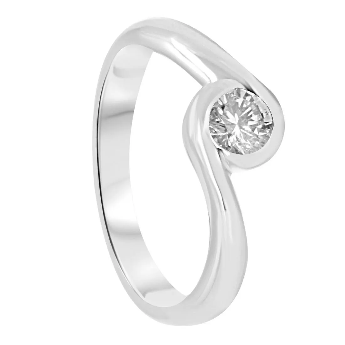 Anello solitario in oro bianco e diamante 0,30 ct mis 13