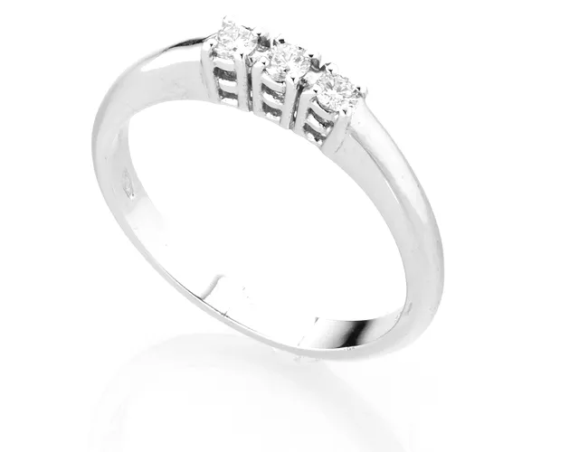 Anello Trilogy Diamonds Luxury con 3 Diamanti 0.15ct in oro bianco 18kt
