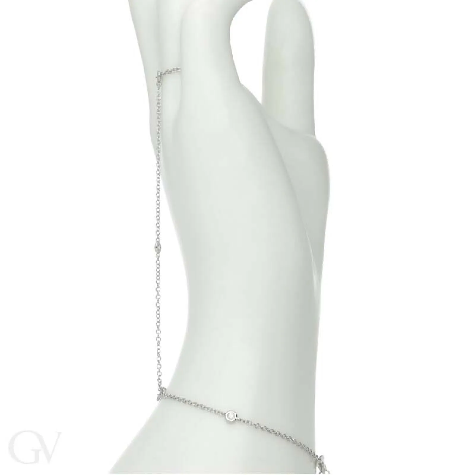 Baciamano in oro bianco 18k con diamanti, ct. 0,03