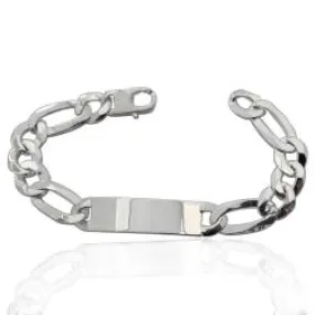 Bracciale con targa centrale mm 40x12 a maglia grumetta alternata 3+1 in argento 925 cm 22 - personalizzabile -