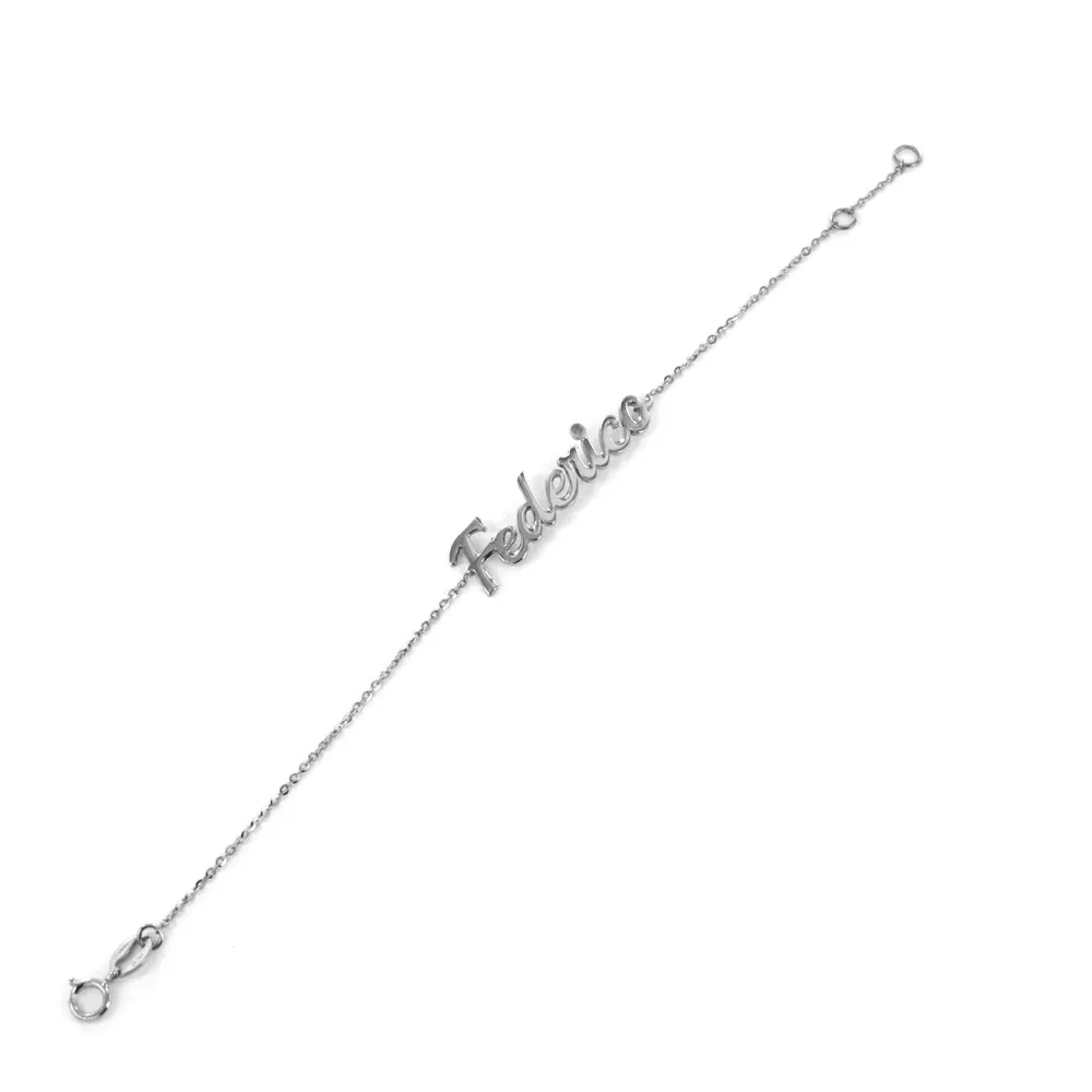 Bracciale da bambino personalizzato con nome in oro bianco
