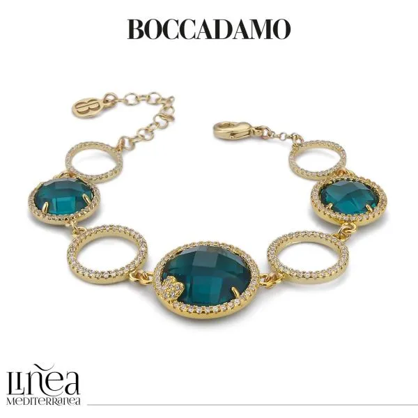 Bracciale modulare con cristalli color verde tormalina e zirconi    