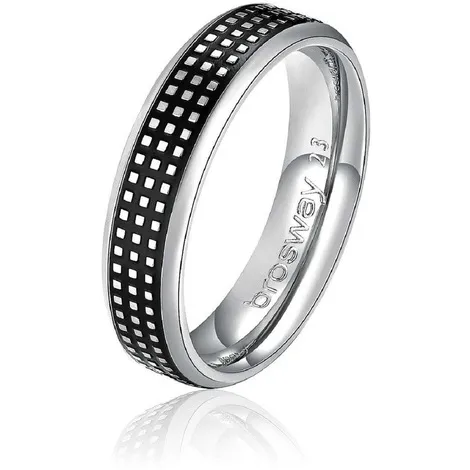 BROSWAY Anello Brosway in acciaio e smalto nero