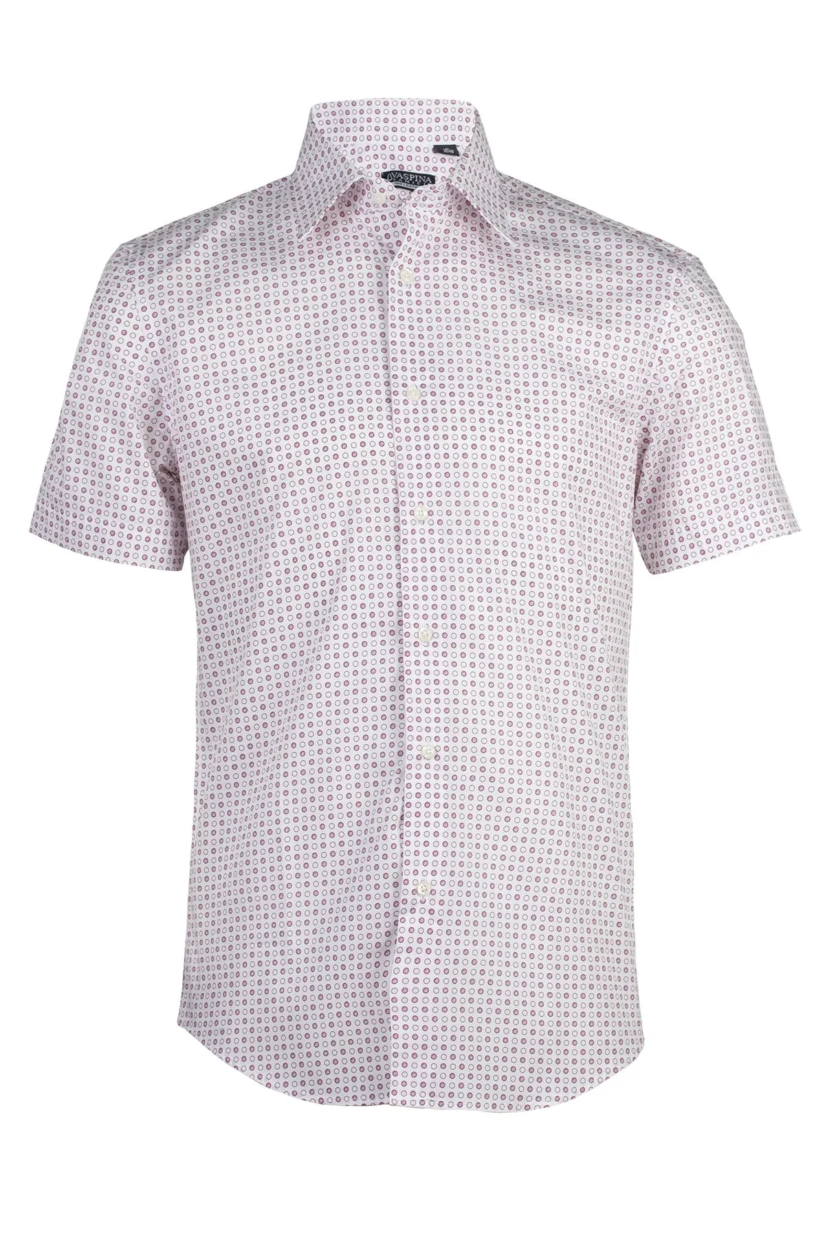 Camicia mezza manica con microfantasia a contrasto