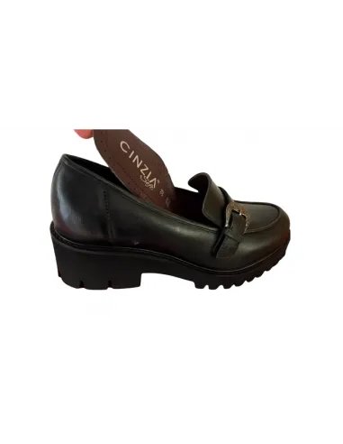 Cinzia soft (PREGUNTA) Mocassino donna ib411 pelle nera suola rialzata in micro