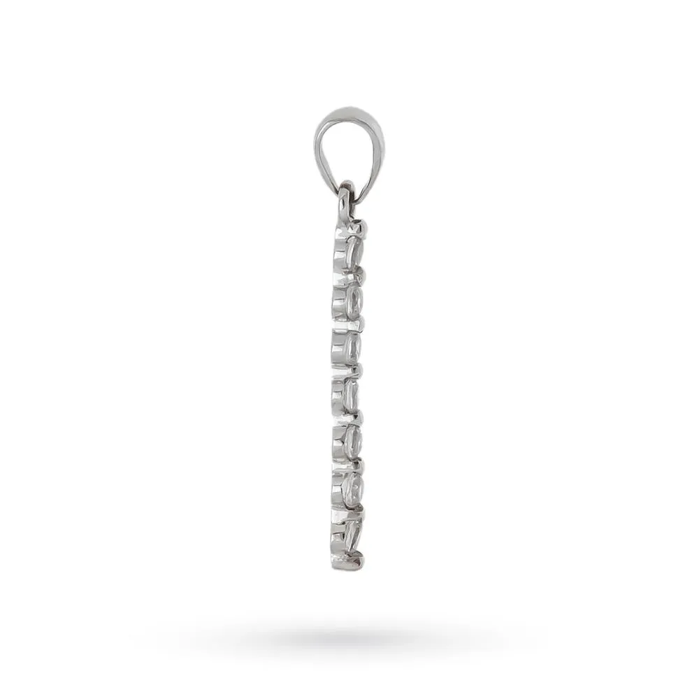 Ciondolo barretta oro bianco 18kt zirconi bianchi