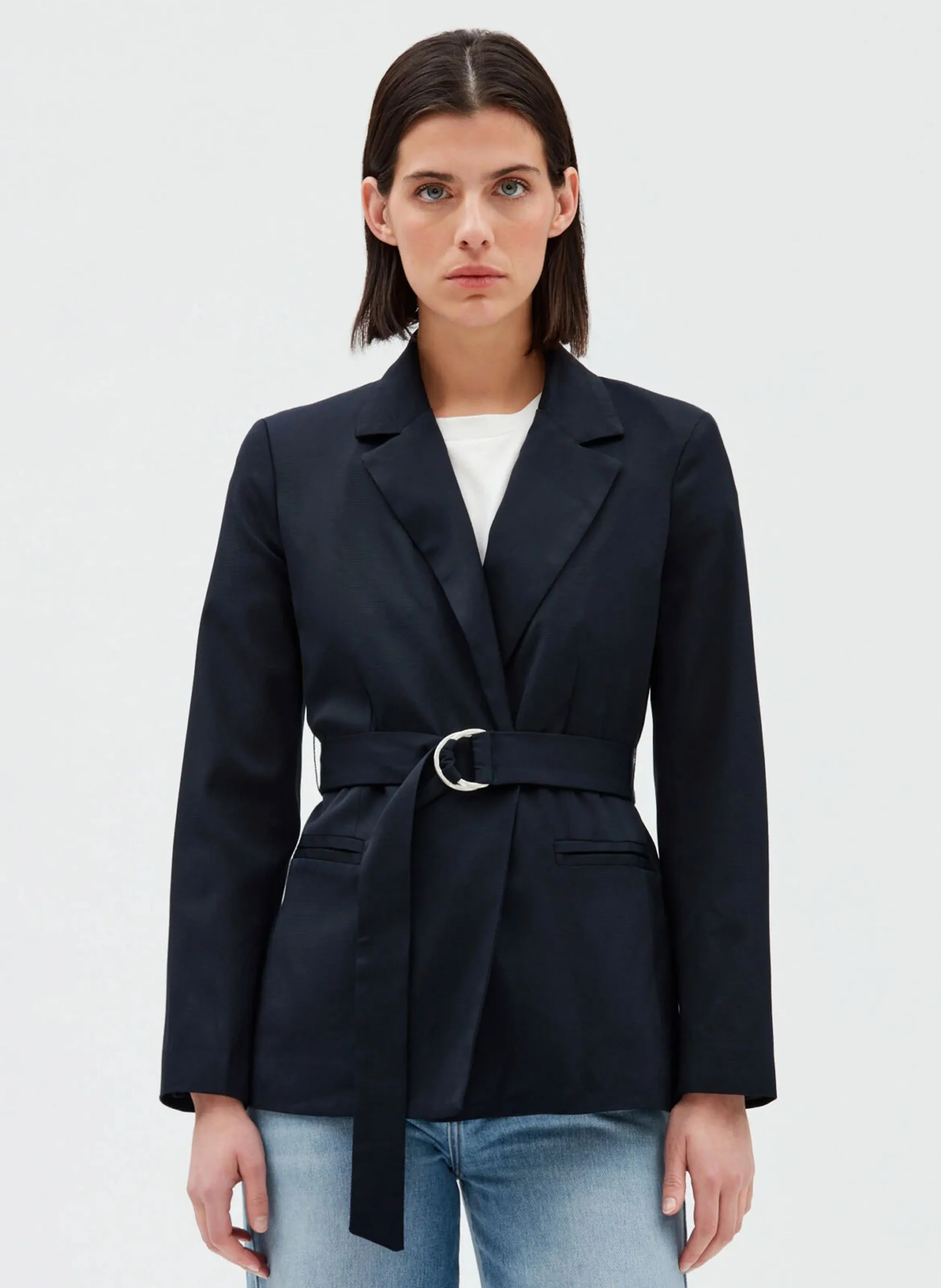  CLAUDIE PIERLOT   Giacca blazer a maniche lunghe con cintura | Blu