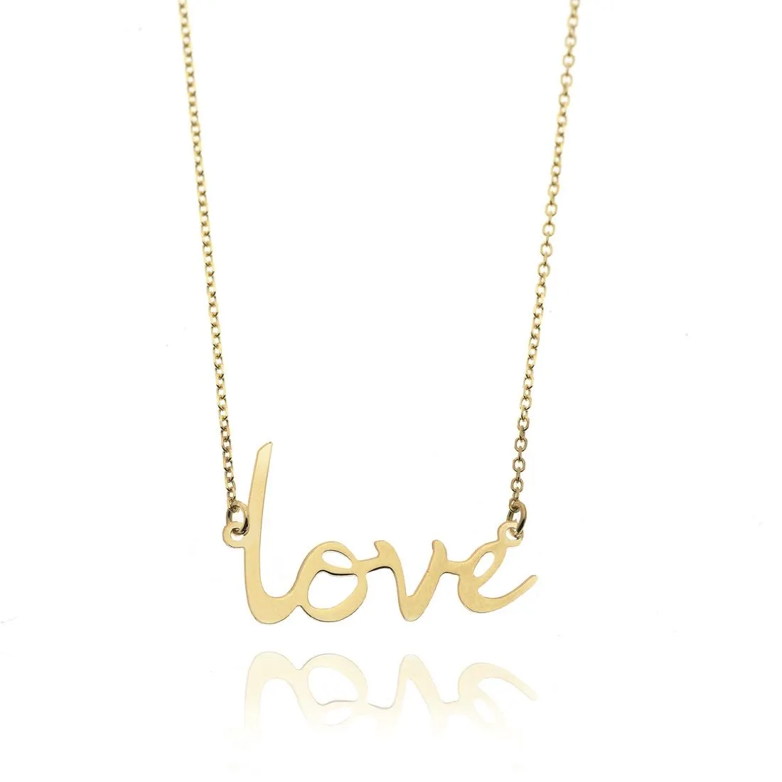 Collana in oro giallo 18 kt con scritta love