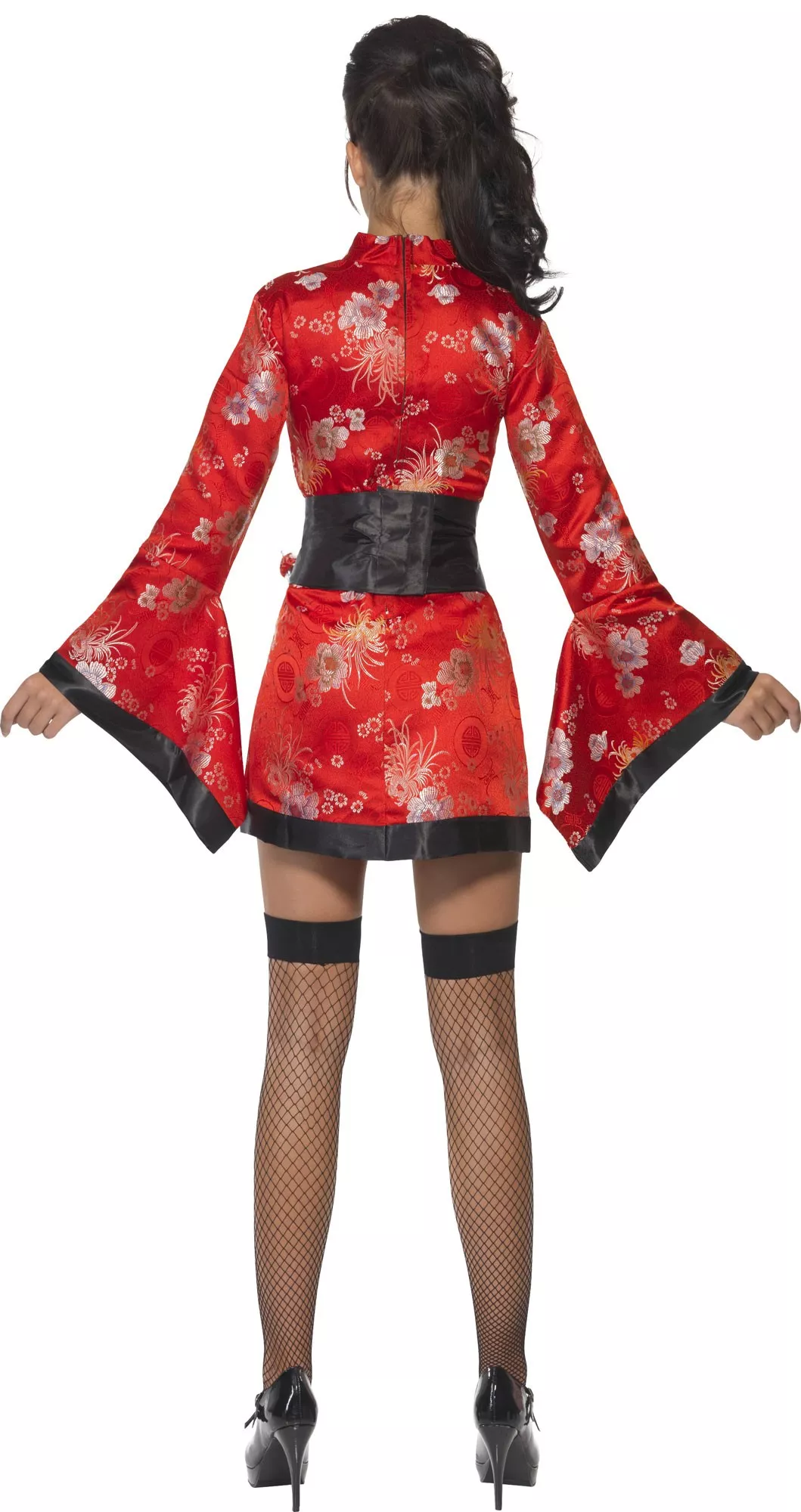 Costume da donna sexy Geisha Deluxe in rosso-nero