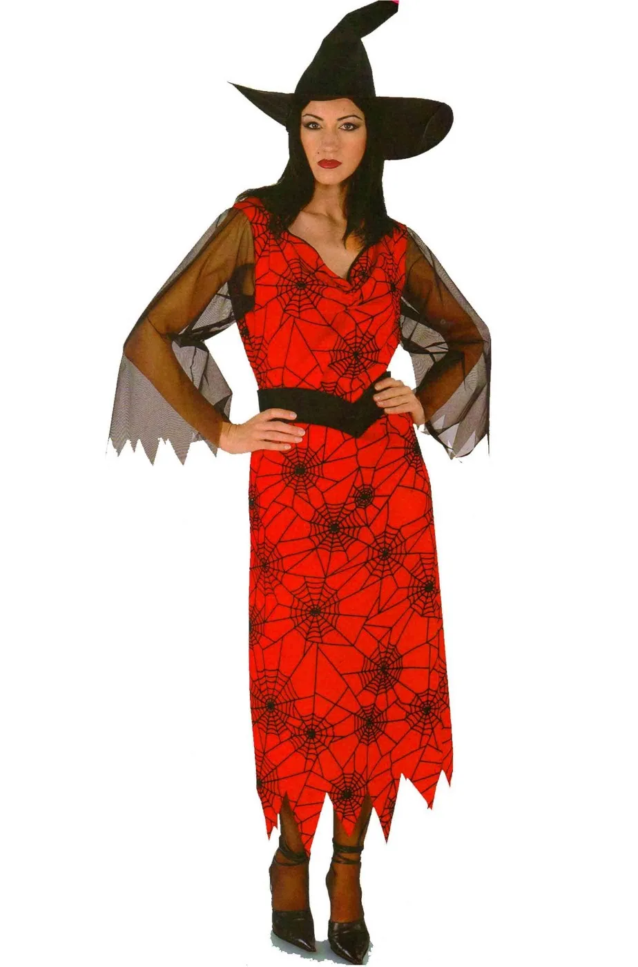 Costume donna strega classico lungo rosso