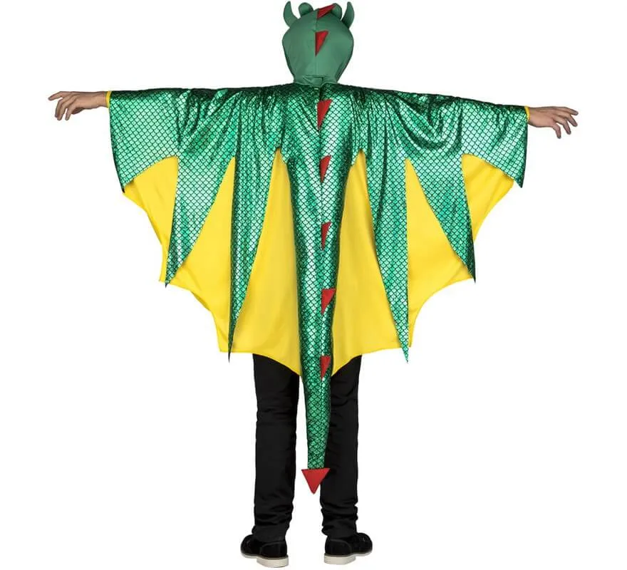 Costume drago verde e giallo per un uomo
