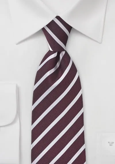 Cravatta bordeaux righe bianco