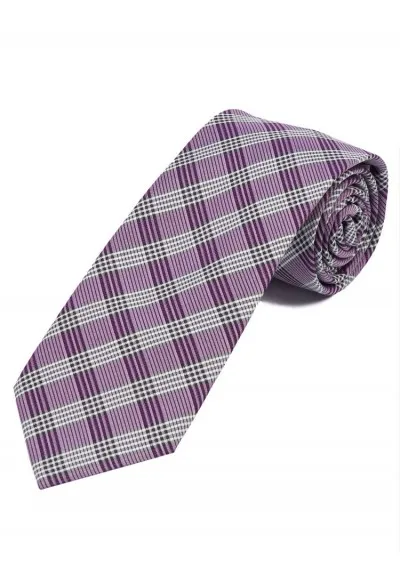 Cravatta linea elegante check viola perla bianco