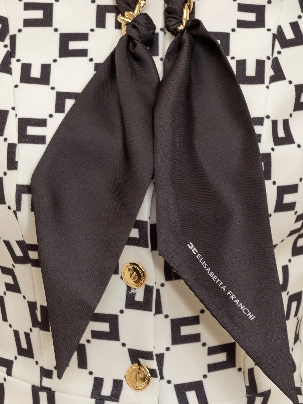 ELISABETTA FRANCHI Giacca in Crêpe Logo con Catena Foulard 