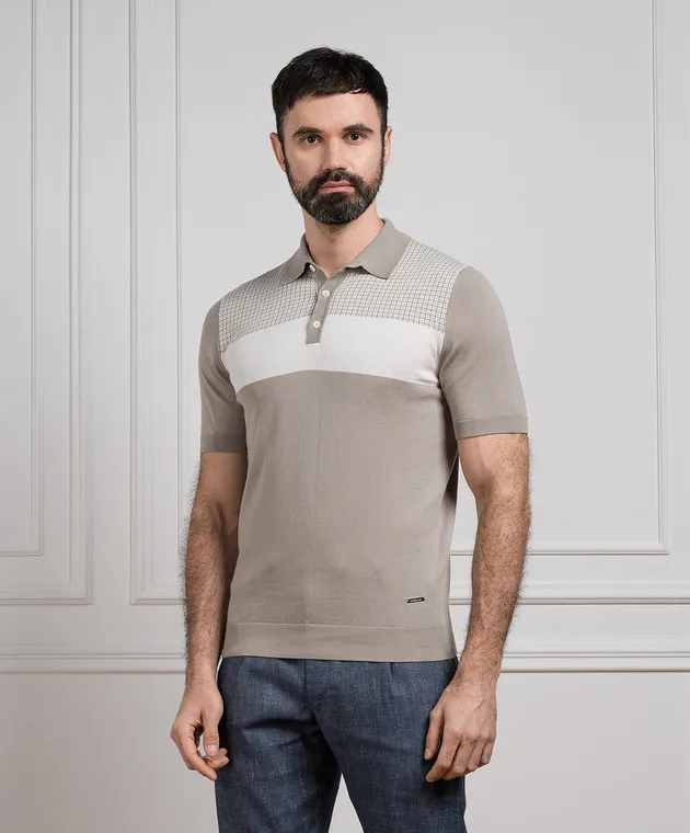 Enrico Mandelli Polo grigia con fantasia A8K0085391
