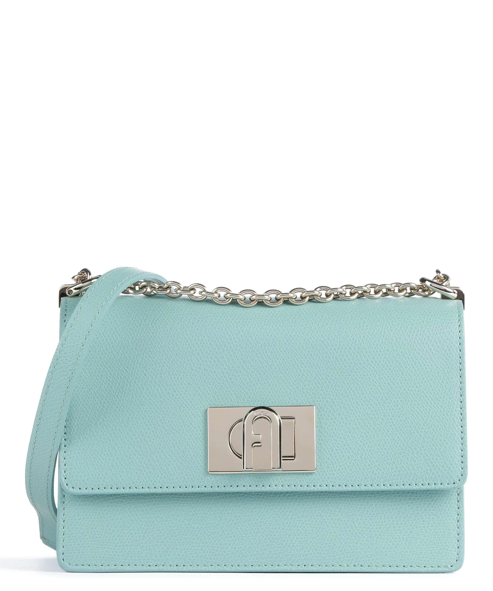  Furla 1927 Mini Borsa a spalla pelle di vacchetta grana verde blu  