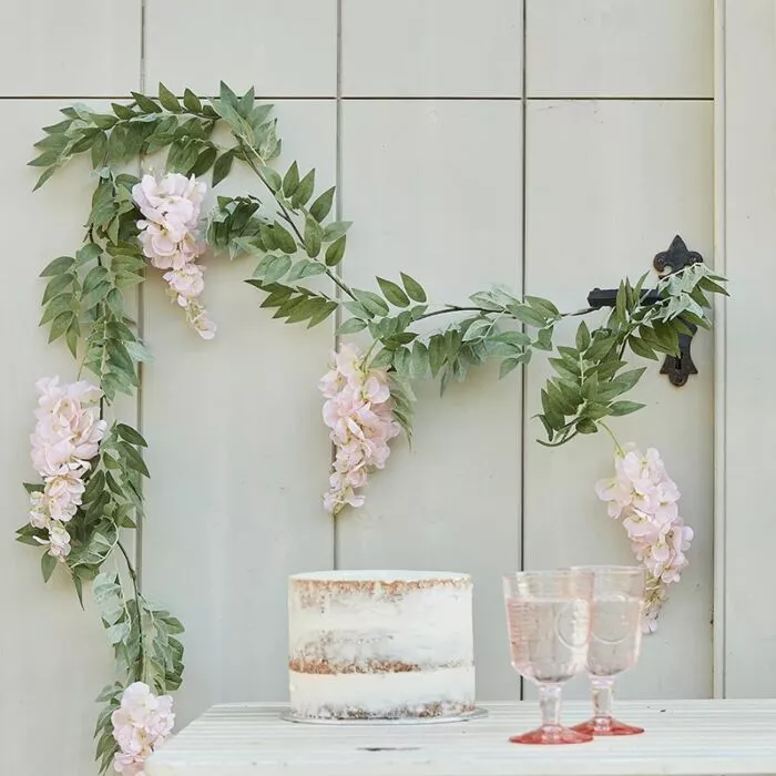 Ghirlanda di fiori di glicine rosa 1,8 m