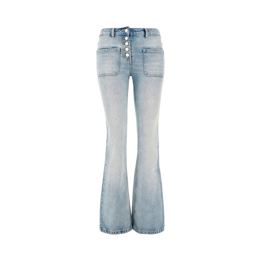 Jeans svasato con tasche a toppa