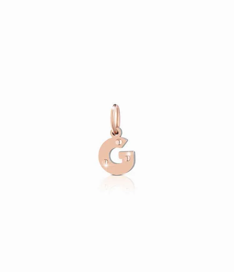 leBebè ciondolo lettera G oro rosa e argento