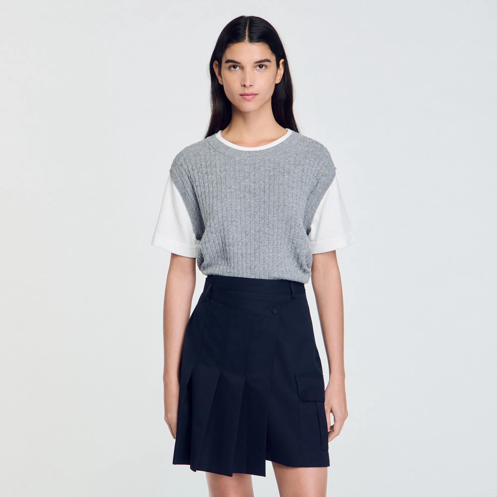 Maglione in maglia bimateriale