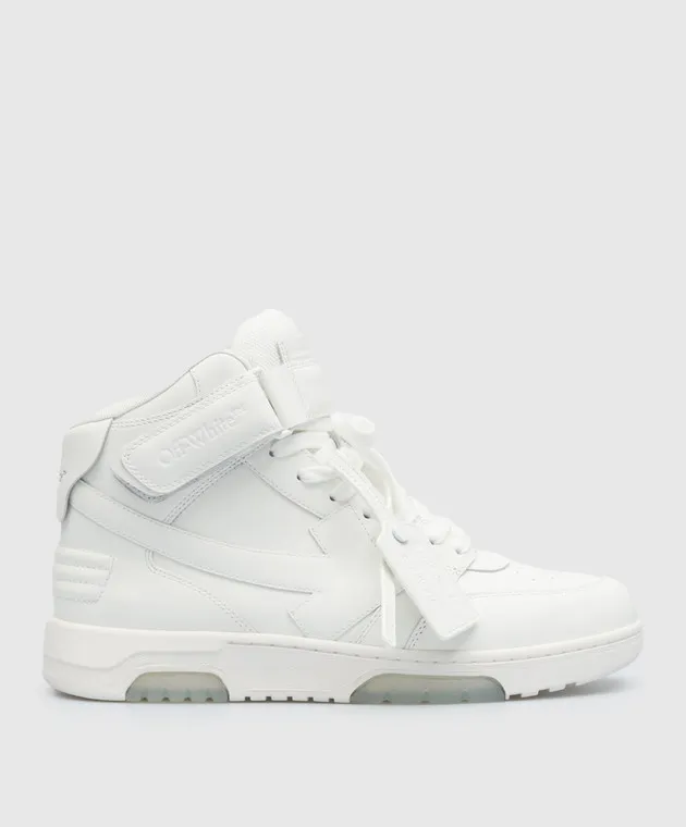 Off-White Out Of Office scarpa alta in pelle bianca con logo OMIA259C99LEA002