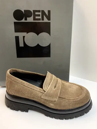 Open Too Air 1 mocassino donna in pelle scamosciata taupe