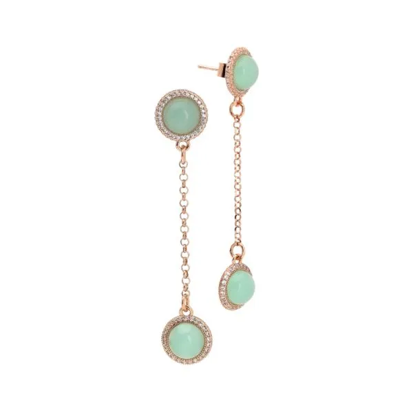 Orecchini con cabochon verde acqua e zirconi    
