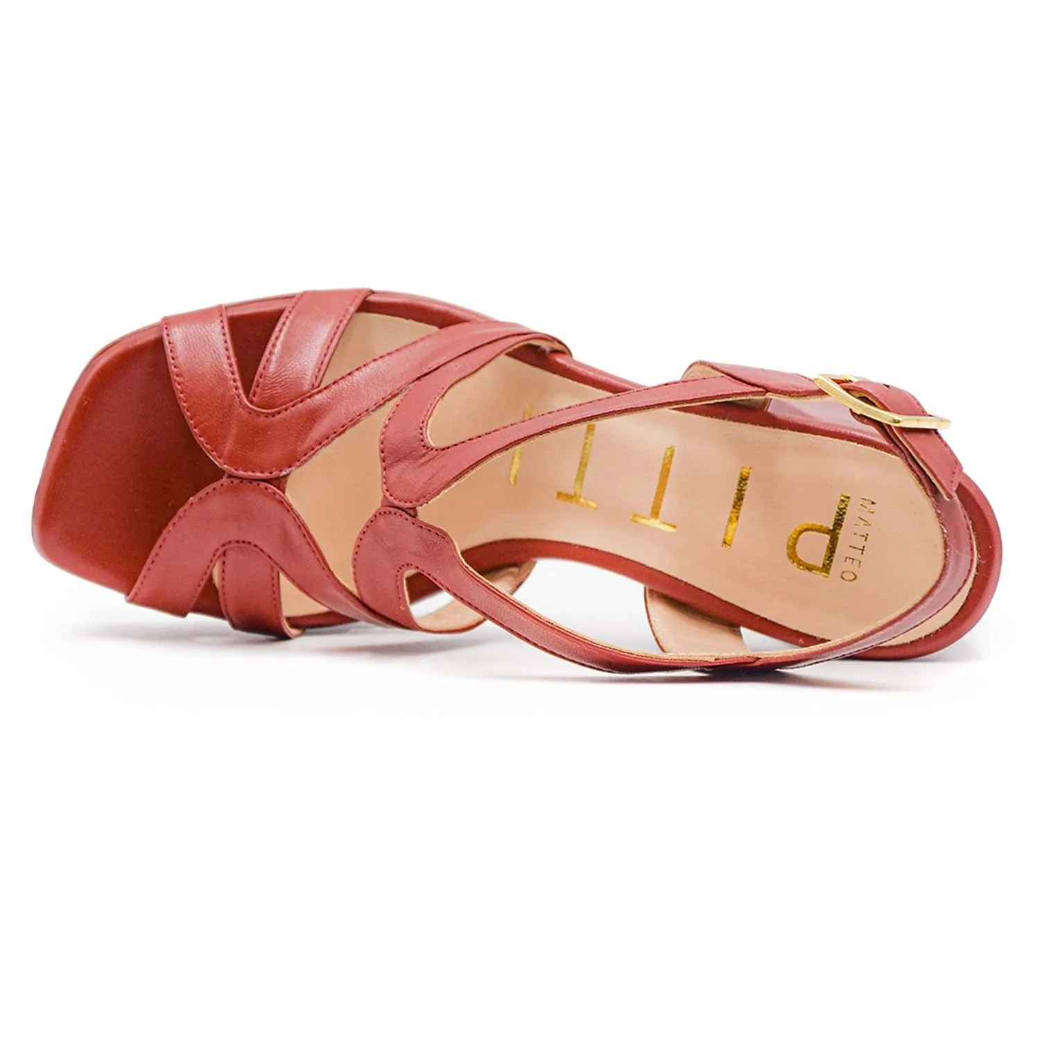Sandali Matteo Pitti Ruggine Donna Con Fasce Incrociate A Gabbia