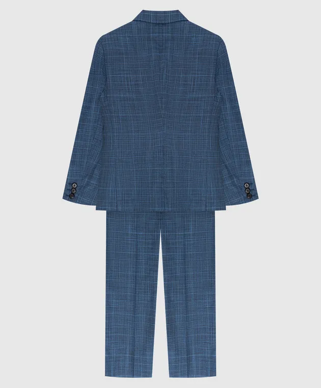Stefano Ricci Completo scozzese blu per bambini Y1SM732900BI09HC