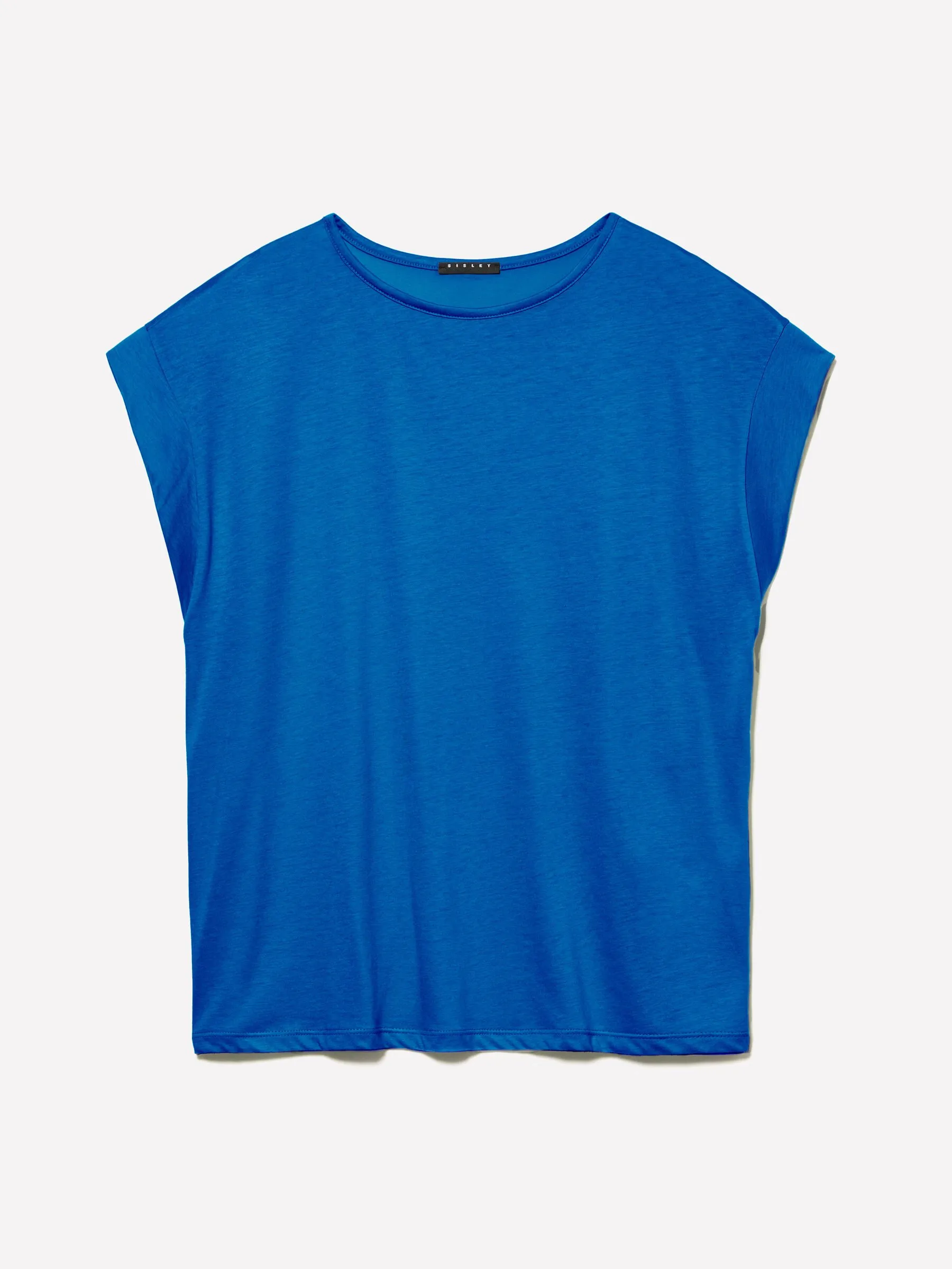 T-shirt blu con maniche a kimono